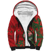 Guam Christmas Sherpa Hoodie Chamorro Seal Hat Santa Tribal Waves - Polynesian Pride
