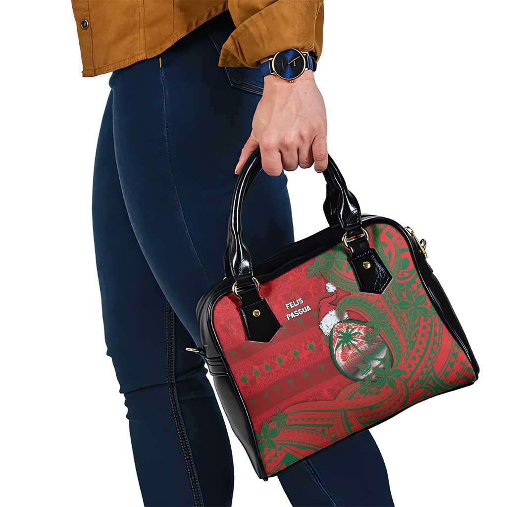 Guam Christmas Shoulder Handbag Chamorro Seal Hat Santa Tribal Waves - Polynesian Pride