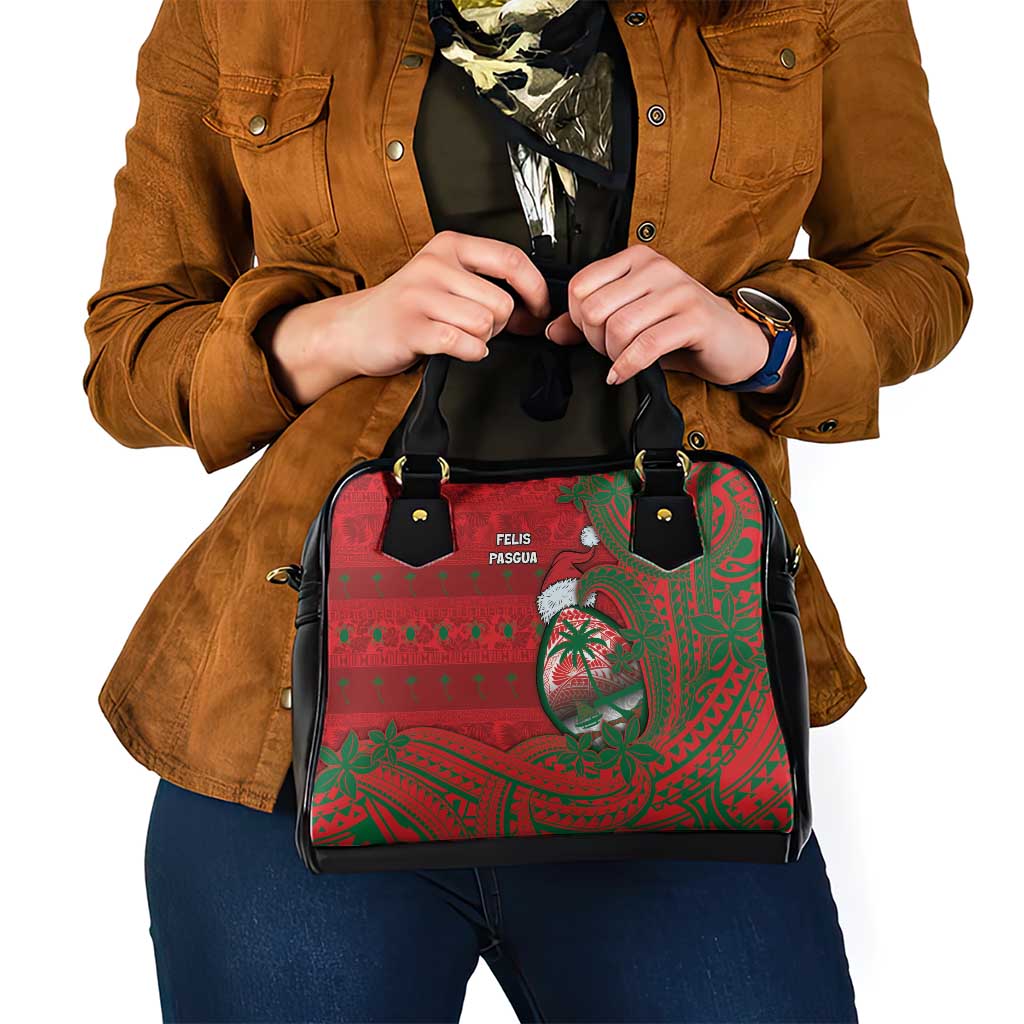 Guam Christmas Shoulder Handbag Chamorro Seal Hat Santa Tribal Waves - Polynesian Pride