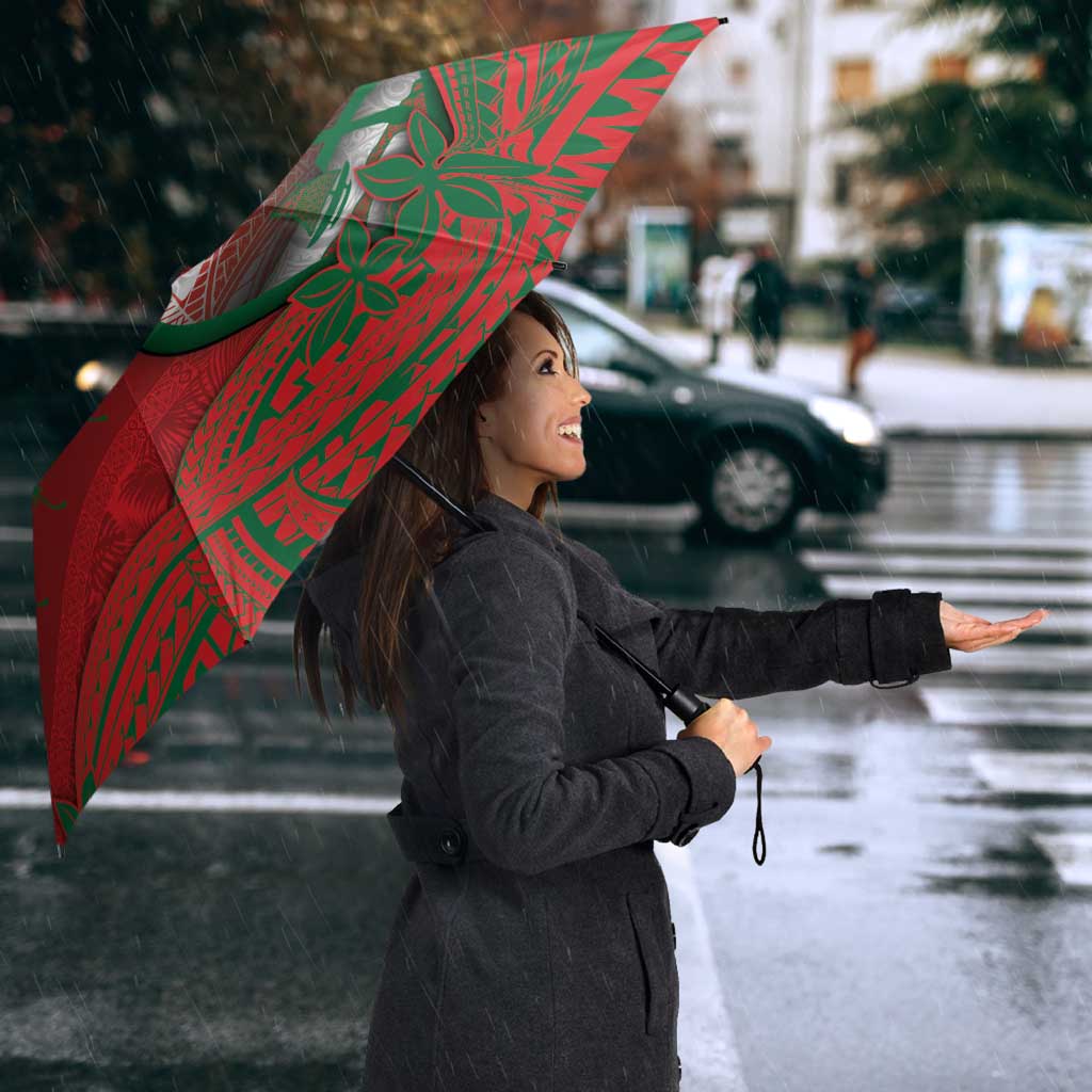 Guam Christmas Umbrella Chamorro Seal Hat Santa Tribal Waves - Polynesian Pride