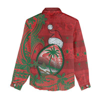 Guam Christmas Women Casual Shirt Chamorro Seal Hat Santa Tribal Waves - Polynesian Pride