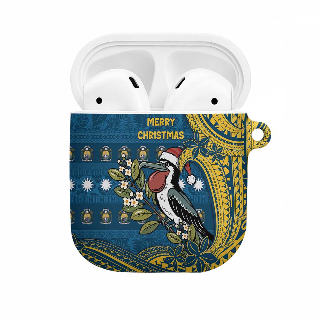Nauru Christmas AirPods Case Frigatebird Bird Santa Tribal Waves - Polynesian Pride