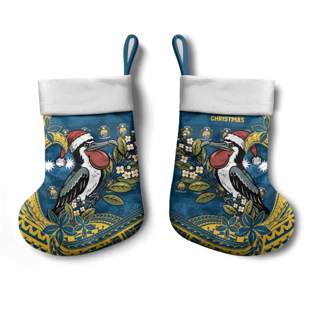 Nauru Christmas Stocking Frigatebird Bird Santa Tribal Waves - Polynesian Pride