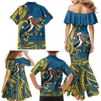 Nauru Christmas Family Matching Mermaid Dress and Hawaiian Shirt Frigatebird Bird Santa Tribal Waves DT05 - Polynesian Pride