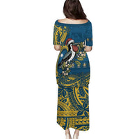 Nauru Christmas Family Matching Puletasi and Hawaiian Shirt Frigatebird Bird Santa Tribal Waves DT05 - Polynesian Pride
