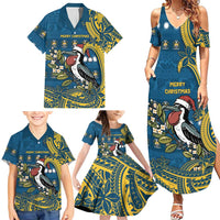 Nauru Christmas Family Matching Summer Maxi Dress and Hawaiian Shirt Frigatebird Bird Santa Tribal Waves DT05 - Polynesian Pride