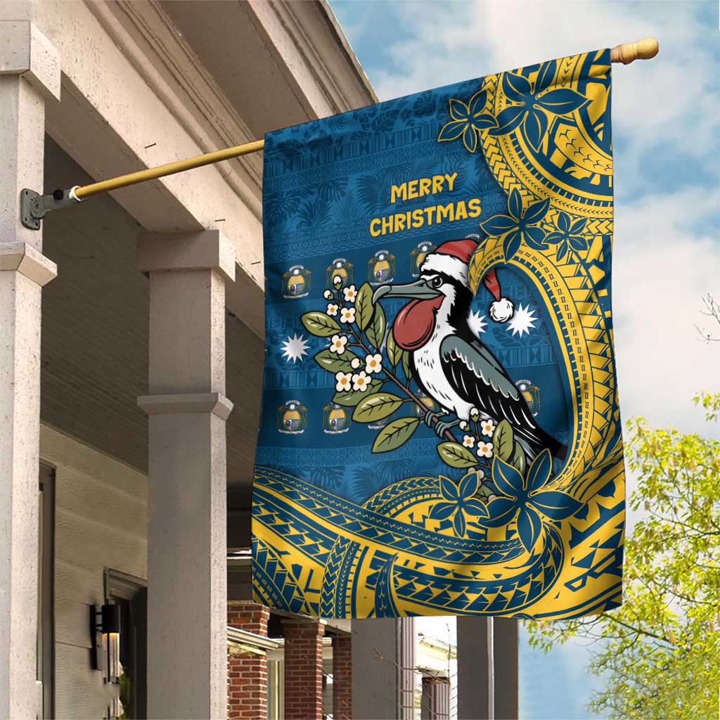Nauru Christmas Garden Flag Frigatebird Bird Santa Tribal Waves - Polynesian Pride