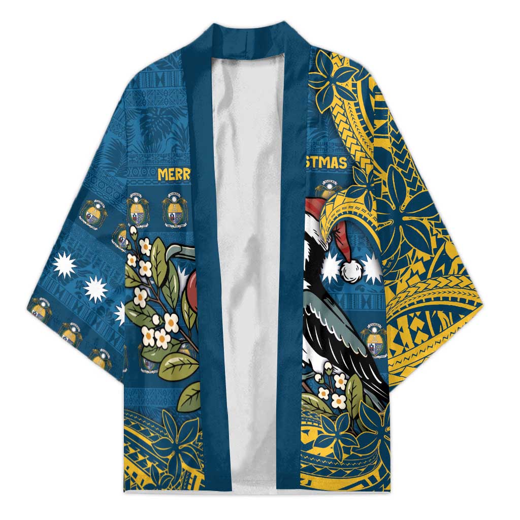 Nauru Christmas Kimono Frigatebird Bird Santa Tribal Waves - Polynesian Pride