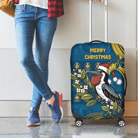 Nauru Christmas Luggage Cover Frigatebird Bird Santa Tribal Waves - Polynesian Pride
