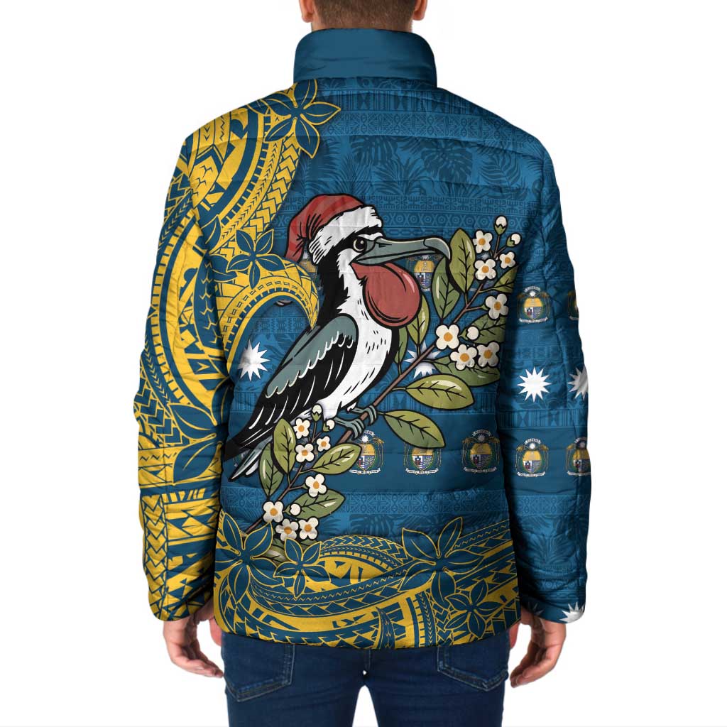 Nauru Christmas Padded Jacket Frigatebird Bird Santa Tribal Waves DT05 - Polynesian Pride