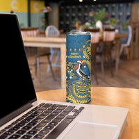 Nauru Christmas Skinny Tumbler Frigatebird Bird Santa Tribal Waves - Polynesian Pride