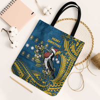 Nauru Christmas Tote Bag Frigatebird Bird Santa Tribal Waves - Polynesian Pride