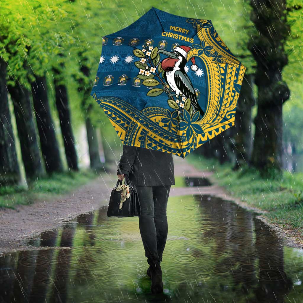 Nauru Christmas Umbrella Frigatebird Bird Santa Tribal Waves DT05 - Polynesian Pride
