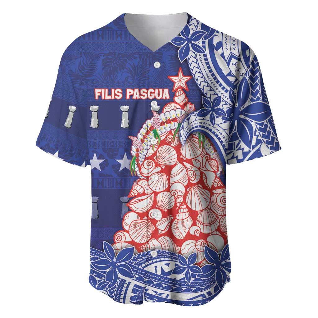 Northern Mariana Islands Christmas Baseball Jersey Seashell Xmas Tree Tribal Waves - Polynesian Pride
