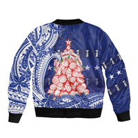 Northern Mariana Islands Christmas Bomber Jacket Seashell Xmas Tree Tribal Waves - Polynesian Pride