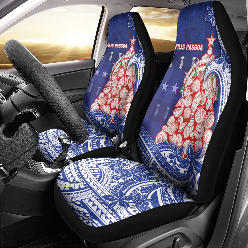 Northern Mariana Islands Christmas Car Seat Cover Seashell Xmas Tree Tribal Waves - Polynesian Pride