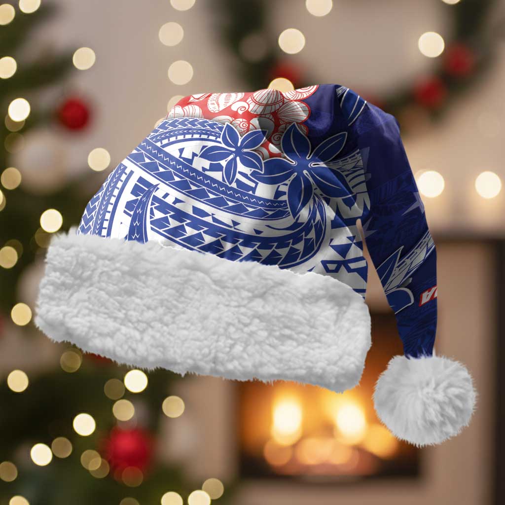 Northern Mariana Islands Christmas Santa Hat Seashell Xmas Tree Tribal Waves - Polynesian Pride