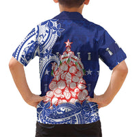 Northern Mariana Islands Christmas Family Matching Long Sleeve Bodycon Dress and Hawaiian Shirt Seashell Xmas Tree Tribal Waves DT05 - Polynesian Pride