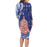 Northern Mariana Islands Christmas Family Matching Long Sleeve Bodycon Dress and Hawaiian Shirt Seashell Xmas Tree Tribal Waves DT05 - Polynesian Pride