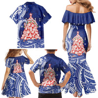 Northern Mariana Islands Christmas Family Matching Mermaid Dress and Hawaiian Shirt Seashell Xmas Tree Tribal Waves DT05 - Polynesian Pride