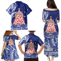 Northern Mariana Islands Christmas Family Matching Puletasi and Hawaiian Shirt Seashell Xmas Tree Tribal Waves DT05 - Polynesian Pride