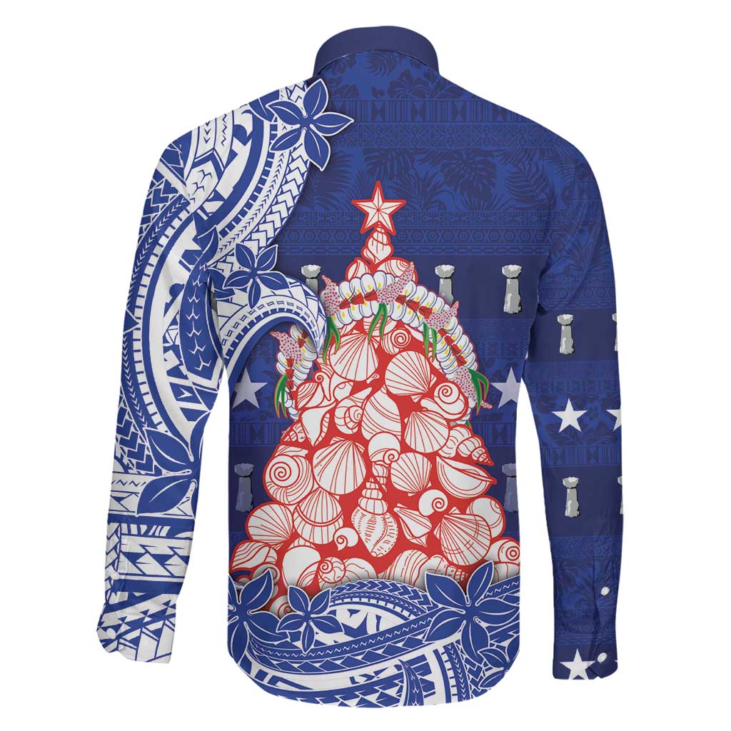 Northern Mariana Islands Christmas Family Matching Puletasi and Hawaiian Shirt Seashell Xmas Tree Tribal Waves DT05 - Polynesian Pride