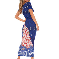 Northern Mariana Islands Christmas Family Matching Short Sleeve Bodycon Dress and Hawaiian Shirt Seashell Xmas Tree Tribal Waves DT05 - Polynesian Pride