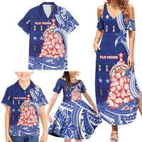 Northern Mariana Islands Christmas Family Matching Summer Maxi Dress and Hawaiian Shirt Seashell Xmas Tree Tribal Waves DT05 - Polynesian Pride