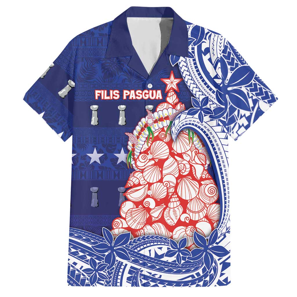 Northern Mariana Islands Christmas Hawaiian Shirt Seashell Xmas Tree Tribal Waves - Polynesian Pride