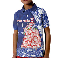 Northern Mariana Islands Christmas Kid Polo Shirt Seashell Xmas Tree Tribal Waves - Polynesian Pride
