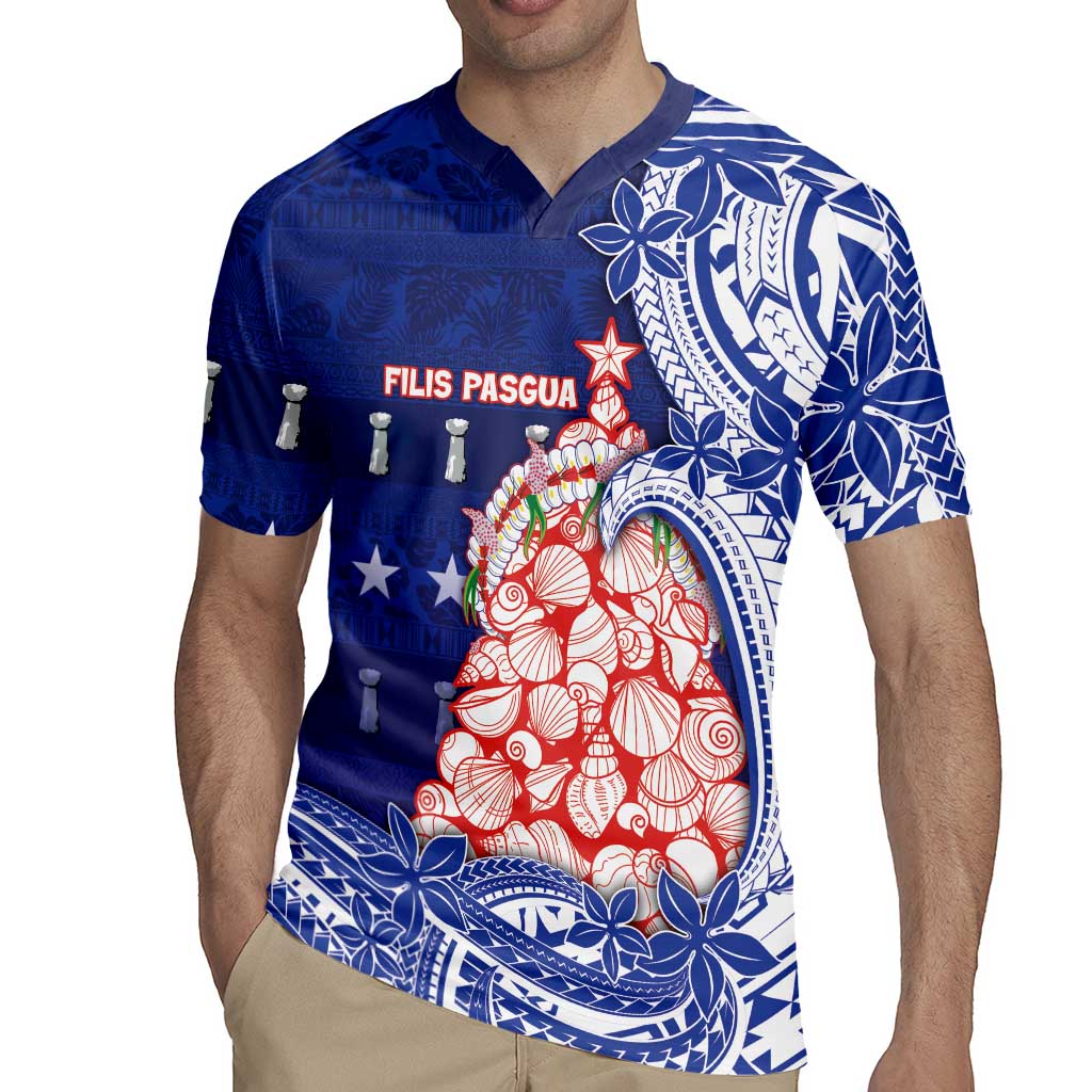 Northern Mariana Islands Christmas Rugby Jersey Seashell Xmas Tree Tribal Waves DT05 - Polynesian Pride