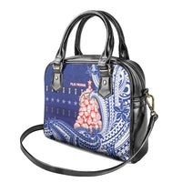 Northern Mariana Islands Christmas Shoulder Handbag Seashell Xmas Tree Tribal Waves - Polynesian Pride