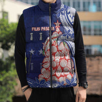 Northern Mariana Islands Christmas Sleeveless Puffer Jacket Seashell Xmas Tree Tribal Waves - Polynesian Pride