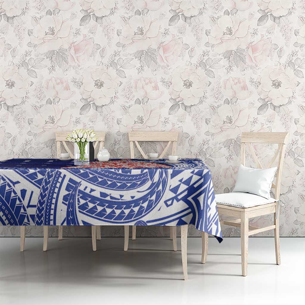 Northern Mariana Islands Christmas Tablecloth Seashell Xmas Tree Tribal Waves - Polynesian Pride
