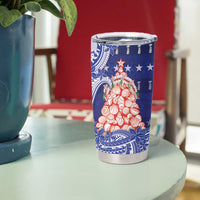 Northern Mariana Islands Christmas Tumbler Cup Seashell Xmas Tree Tribal Waves DT05 - Polynesian Pride