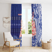 Northern Mariana Islands Christmas Window Curtain Seashell Xmas Tree Tribal Waves - Polynesian Pride