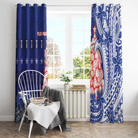 Northern Mariana Islands Christmas Window Curtain Seashell Xmas Tree Tribal Waves - Polynesian Pride