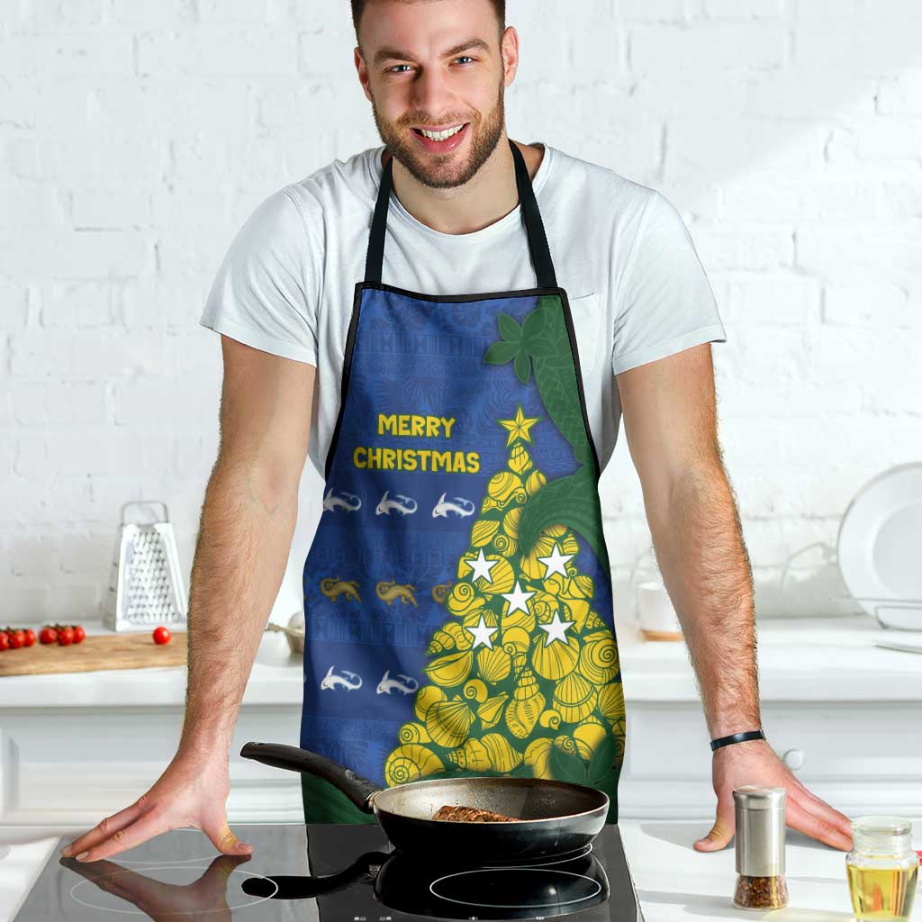 Solomon Islands Christmas Apron Seashell Xmas Tree Tribal Waves - Polynesian Pride