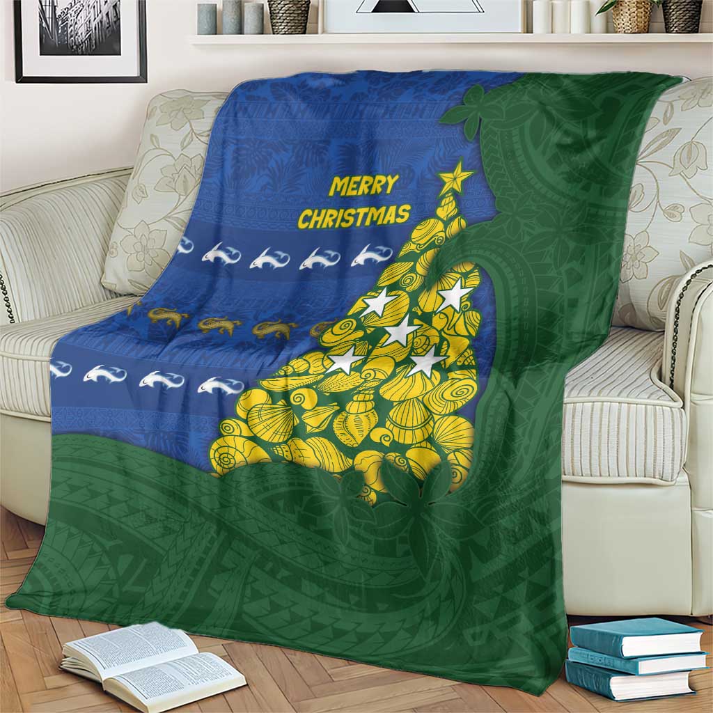 Solomon Islands Christmas Blanket Seashell Xmas Tree Tribal Waves - Polynesian Pride