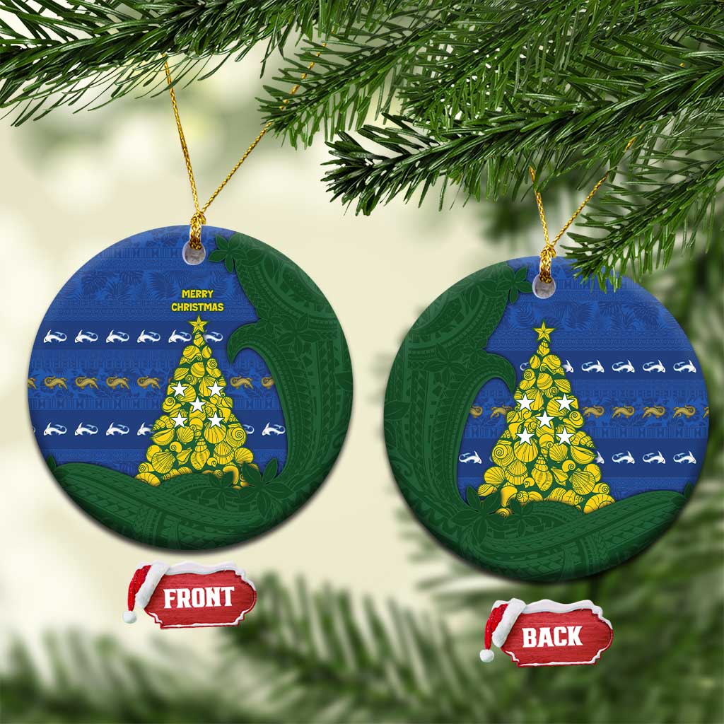 Solomon Islands Christmas Ceramic Ornament Seashell Xmas Tree Tribal Waves - Polynesian Pride