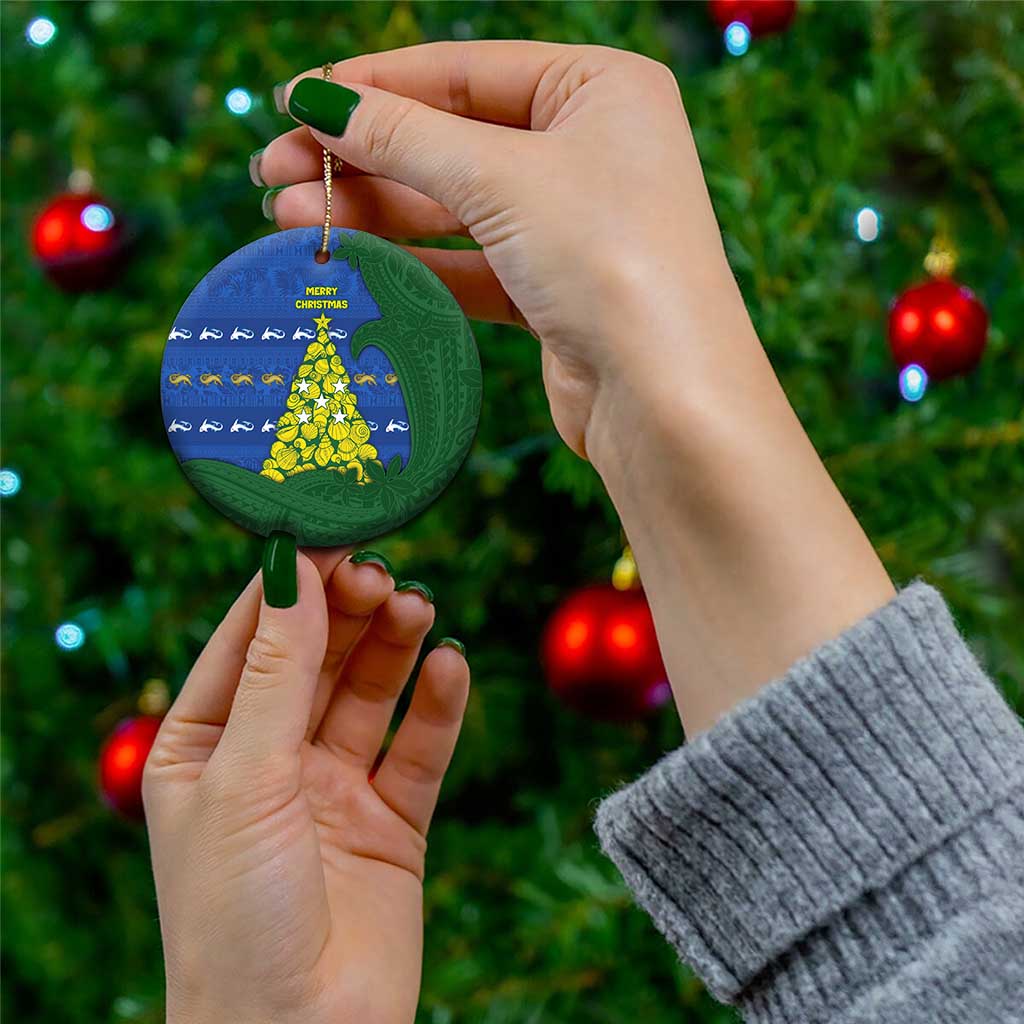 Solomon Islands Christmas Ceramic Ornament Seashell Xmas Tree Tribal Waves - Polynesian Pride