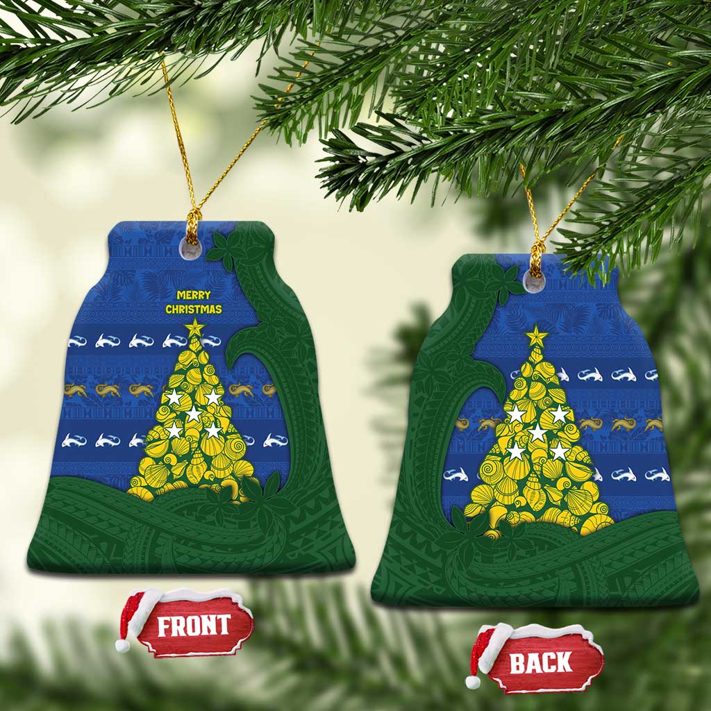 Solomon Islands Christmas Ceramic Ornament Seashell Xmas Tree Tribal Waves - Polynesian Pride