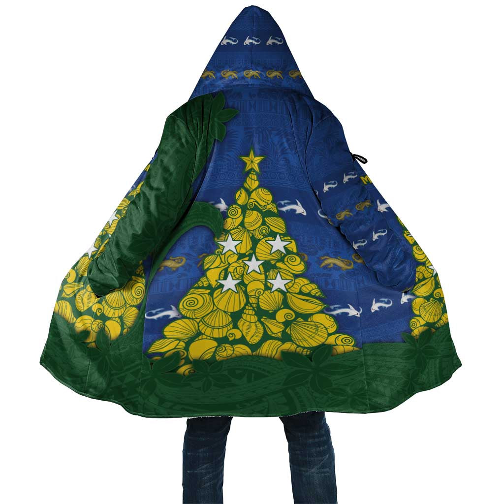 Solomon Islands Christmas Cloak Seashell Xmas Tree Tribal Waves - Polynesian Pride