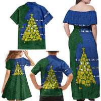 Solomon Islands Christmas Family Matching Off Shoulder Maxi Dress and Hawaiian Shirt Seashell Xmas Tree Tribal Waves DT05 - Polynesian Pride