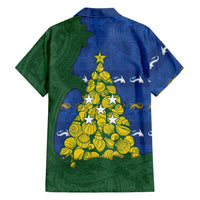 Solomon Islands Christmas Family Matching Puletasi and Hawaiian Shirt Seashell Xmas Tree Tribal Waves - Polynesian Pride