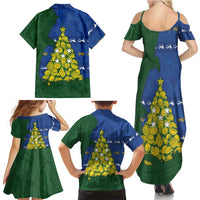 Solomon Islands Christmas Family Matching Summer Maxi Dress and Hawaiian Shirt Seashell Xmas Tree Tribal Waves DT05 - Polynesian Pride