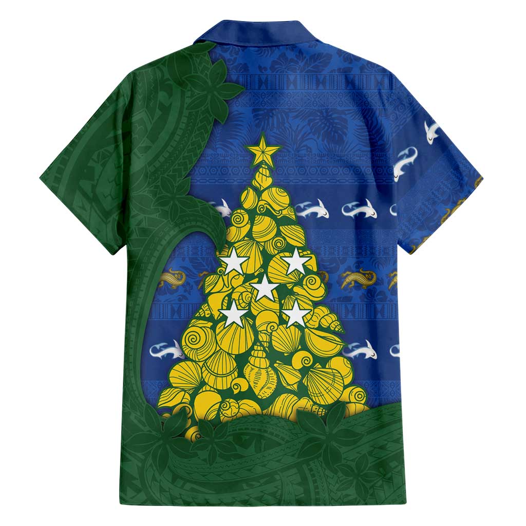 Solomon Islands Christmas Family Matching Tank Maxi Dress and Hawaiian Shirt Seashell Xmas Tree Tribal Waves DT05 - Polynesian Pride