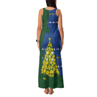 Solomon Islands Christmas Family Matching Tank Maxi Dress and Hawaiian Shirt Seashell Xmas Tree Tribal Waves DT05 - Polynesian Pride