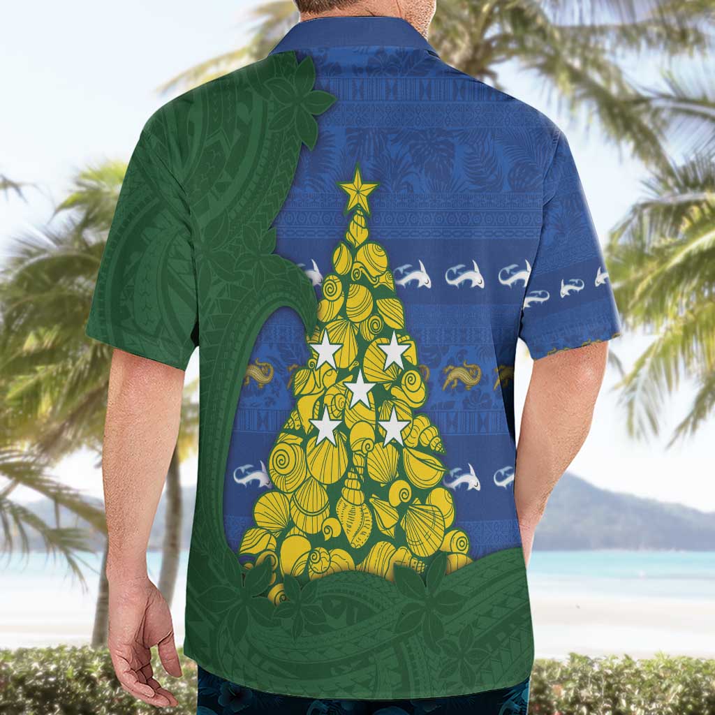 Solomon Islands Christmas Hawaiian Shirt Seashell Xmas Tree Tribal Waves - Polynesian Pride