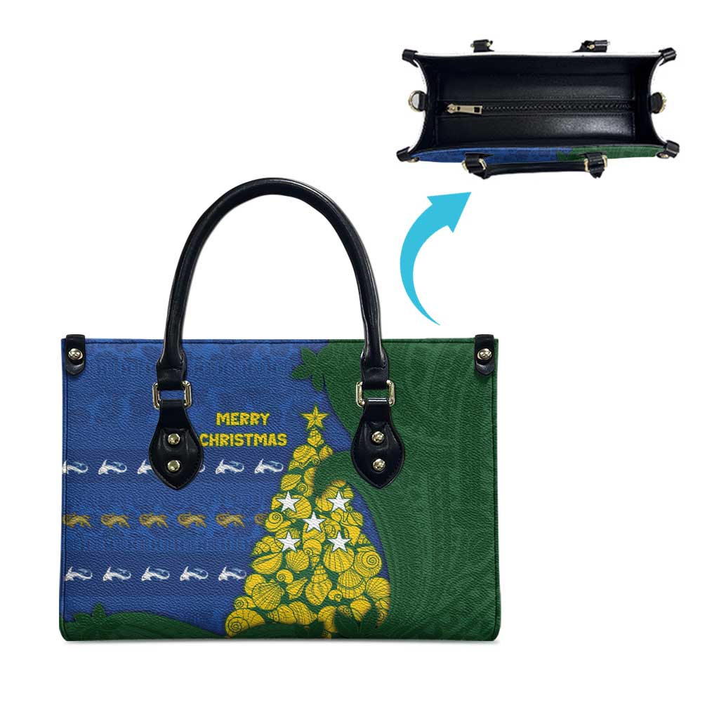 Solomon Islands Christmas Leather Bag Seashell Xmas Tree Tribal Waves - Polynesian Pride